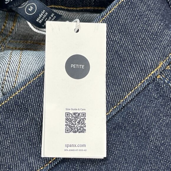 Spanx Jeans Womens Medium Petite Raw Indigo Flare Pull On 31.5" Inseam  NEW - Picture 7 of 13